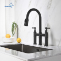 Aquacubic High Arc Cupc Bridge Kitchen Faucet with Pull-Down Sprayhead in Spot